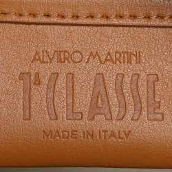 Alviero Martini 1A Classe Tan Geo Canvas and Python Embossed Leather Top Handle Bag