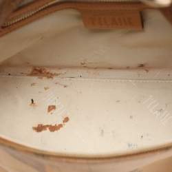 Alviero Martini 1A Classe Tan Geo Canvas and Python Embossed Leather Top Handle Bag