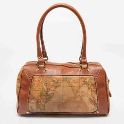 Alviero Martini 1A Classe Tan/Brown Geo Print Coated Canvas Satchel