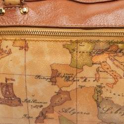 Alviero Martini 1A Classe Tan/Brown Geo Print Coated Canvas Satchel
