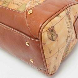 Alviero Martini 1A Classe Tan/Brown Geo Print Coated Canvas Satchel