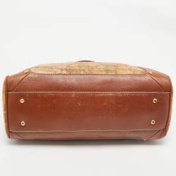 Alviero Martini 1A Classe Tan/Brown Geo Print Coated Canvas Satchel