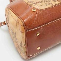 Alviero Martini 1A Classe Tan/Brown Geo Print Coated Canvas Satchel