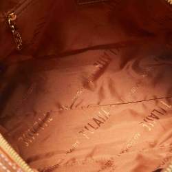 Alviero Martini 1A Classe Tan/Brown Geo Print Coated Canvas Satchel
