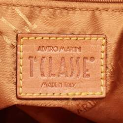 مملوكة مسبقًا حقيبة توتس الفييرو مارتيني 1ايه كلاس جلد و كانفاس مقوى مطبوع جغرافي بني فاتح