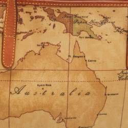 مملوكة مسبقًا حقيبة توتس الفييرو مارتيني 1ايه كلاس جلد و كانفاس مقوى مطبوع جغرافي بني فاتح