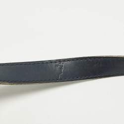 مملوكة مسبقًا Alviero Martini 1A Classe Navy Blue Geo Embossed Leather Drawstring Bucket Bag