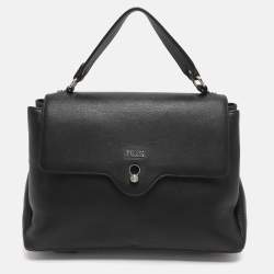 Pre Owned Alviero Martini 1A Classe Black Leather Top Handle Bag