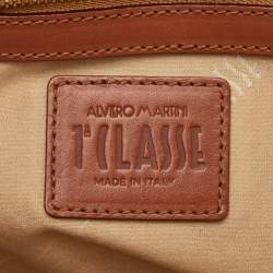 Pre Owned حقيبة ساتشيل الفييرو ماركيني 1A كلاسيه قماش مطلي وجلد بطبعة جغرافية بيج/بني