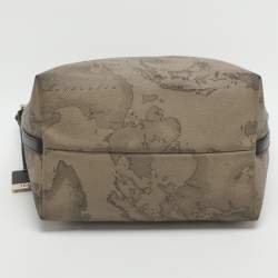 Pre Owned Alviero Martini 1A Classe Grey Geo Classic Print Coated Leather Shoulder Bag