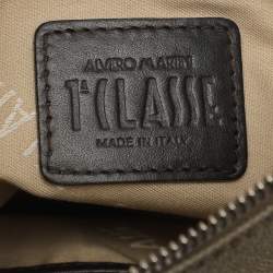 Pre Owned Alviero Martini 1A Classe Grey Geo Classic Print Coated Leather Shoulder Bag