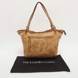 Pre Owned Alviero Martini 1A Classe Tan Geo Classic Print Coated Canvas Tote