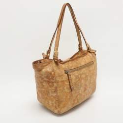 Pre Owned Alviero Martini 1A Classe Tan Geo Classic Print Coated Canvas Tote