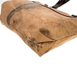Alviero Martini 1A Classe Brown Geo Print Coated Canvas Satchel