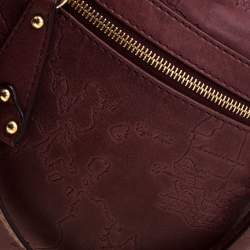 Alviero Martini 1A Classe Marron Map Embossed Leather Shoulder Bag