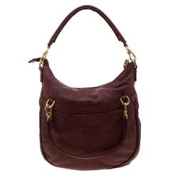 Alviero Martini 1A Classe Marron Map Embossed Leather Shoulder Bag