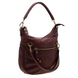 Alviero Martini 1A Classe Marron Map Embossed Leather Shoulder Bag