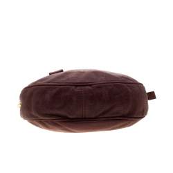 Alviero Martini 1A Classe Marron Map Embossed Leather Shoulder Bag