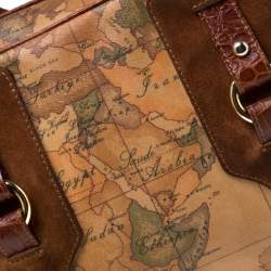 Alviero Martini 1A Classe Brown Geo Print Canvas and Leather Satchel         