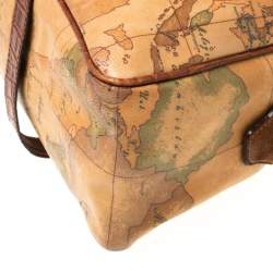 Alviero Martini 1A Classe Brown Geo Print Canvas and Leather Satchel         