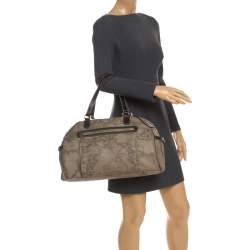 Pre Owned Alviero Martini 1A Classe Grey Geo Printed Coated Canvas Satchel