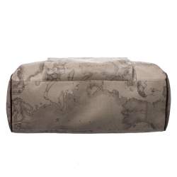 Pre Owned Alviero Martini 1A Classe Grey Geo Printed Coated Canvas Satchel