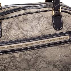 Pre Owned Alviero Martini 1A Classe Grey Geo Printed Coated Canvas Satchel