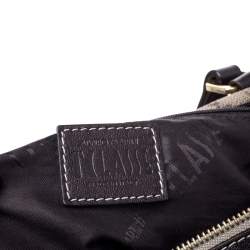 Pre Owned Alviero Martini 1A Classe Grey Geo Printed Coated Canvas Satchel