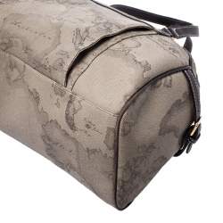 Pre Owned Alviero Martini 1A Classe Grey Geo Printed Coated Canvas Satchel