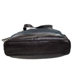 Pre Owned Alviero Martini 1A Classe Blue/Dark Brown Geo Print Fabric and Leather Tote