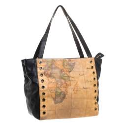 مملوكة مسبقًا Alviero Martini 1A Classe Brown/Black Geo Print Coated Canvas Tote