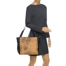 مملوكة مسبقًا Alviero Martini 1A Classe Brown/Black Geo Print Coated Canvas Tote