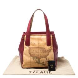 Pre Owned Alviero Martini 1A Classe Red Leather and Coated Canvas Tote  