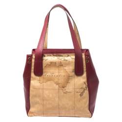 Pre Owned Alviero Martini 1A Classe Red Leather and Coated Canvas Tote  