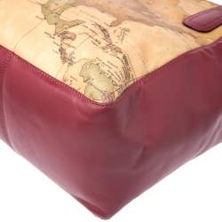 Pre Owned Alviero Martini 1A Classe Red Leather and Coated Canvas Tote  