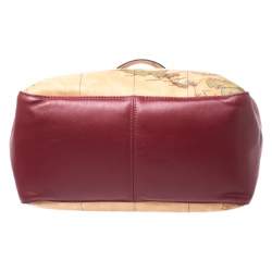 Pre Owned Alviero Martini 1A Classe Red Leather and Coated Canvas Tote  