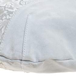 Pre Owned Alviero Martini 1A Classe Light Grey Embossed Print Suede Tote