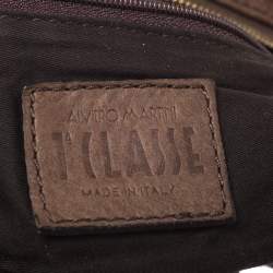 Pre Owned Alviero Martini 1A Classe Brown Map Embossed Leather Hobo