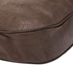 Pre Owned Alviero Martini 1A Classe Brown Map Embossed Leather Hobo