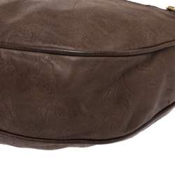 Pre Owned Alviero Martini 1A Classe Brown Map Embossed Leather Hobo