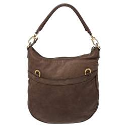 Pre Owned Alviero Martini 1A Classe Brown Map Embossed Leather Hobo