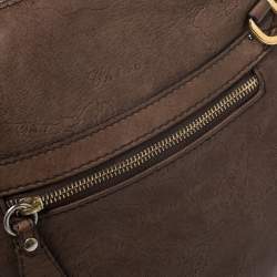 Pre Owned Alviero Martini 1A Classe Brown Map Embossed Leather Hobo