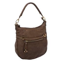 Pre Owned Alviero Martini 1A Classe Brown Map Embossed Leather Hobo