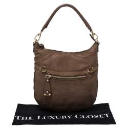 Pre Owned Alviero Martini 1A Classe Brown Map Embossed Leather Hobo