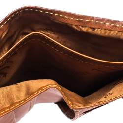 Pre Owned Alviero Martini 1A Classe Tan Geo Map Coated Canvas and Leather Multiple Pocket Flap Wallet