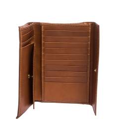 Pre Owned Alviero Martini 1A Classe Tan Geo Map Coated Canvas and Leather Multiple Pocket Flap Wallet