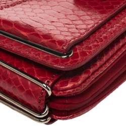 Versace Red Python and Suede Flap Shoulder Bag