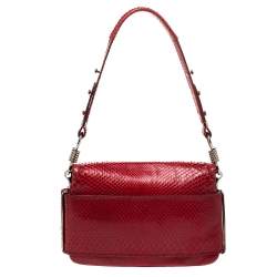Versace Red Python and Suede Flap Shoulder Bag