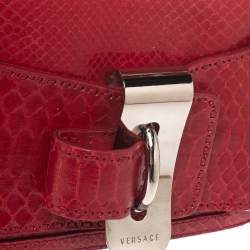 Versace Red Python and Suede Flap Shoulder Bag