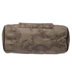 Alviero Martini 1A Classe Grey Geo Print Coated Canvas and Leather Front Pocket Satchel